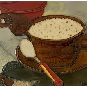 Coffee Cup with Spoon  Decorative Wall Art Ceramic Tile 8x8 New Gift Kitchen